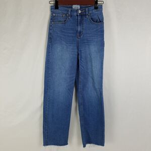Jordache Jeans‎ Juniors 24 Blue High Rise Denim Heritage Straight Frayed 24x25.5